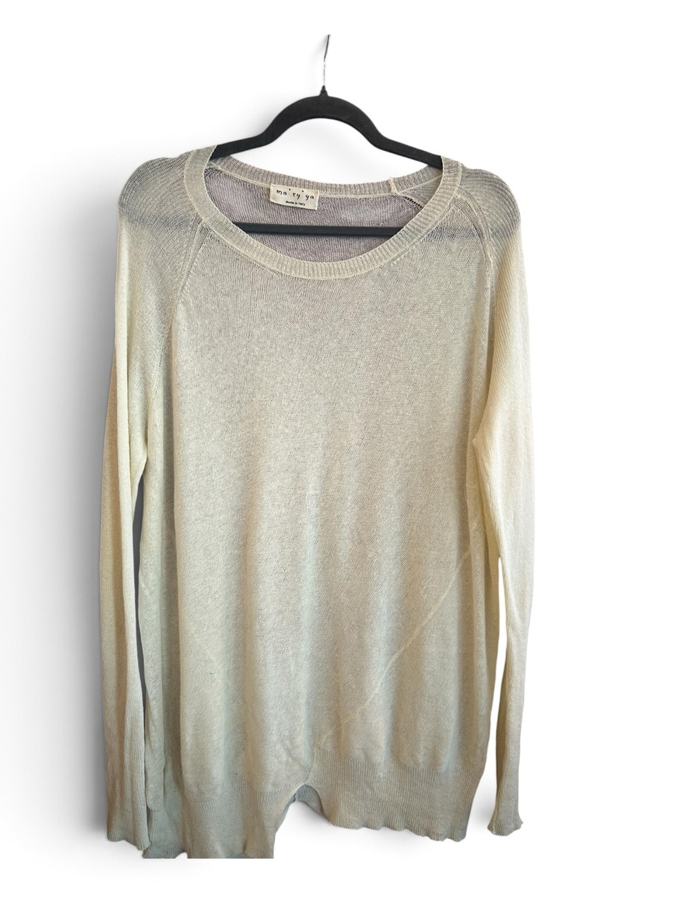 Ma ‘ ry ‘ ya by Mary Icho made in Italy cream  fine knit semi gauge sweater L